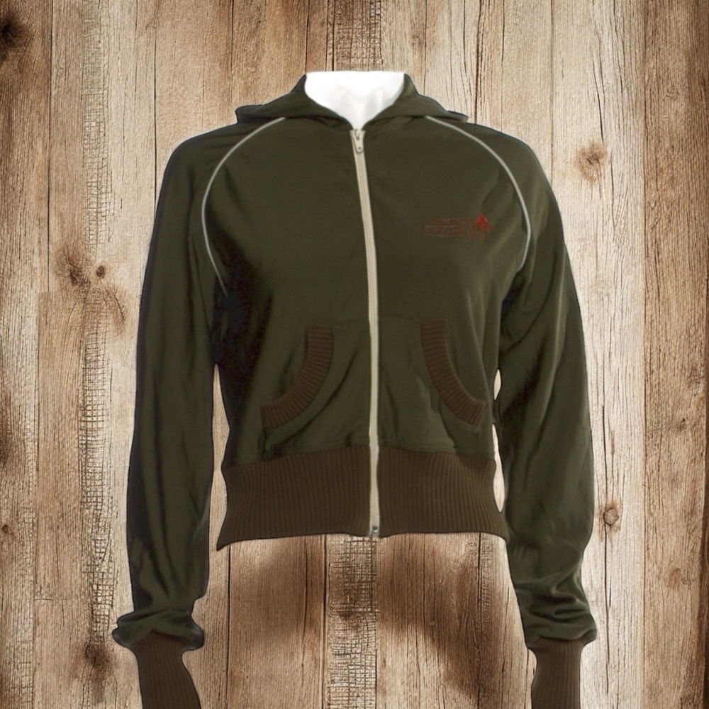 Jean Paul Gaultier Women's Olive Green Zip-Up Hoodie